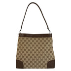Gucci Brown Beige GG Canvas Leather Shoulder