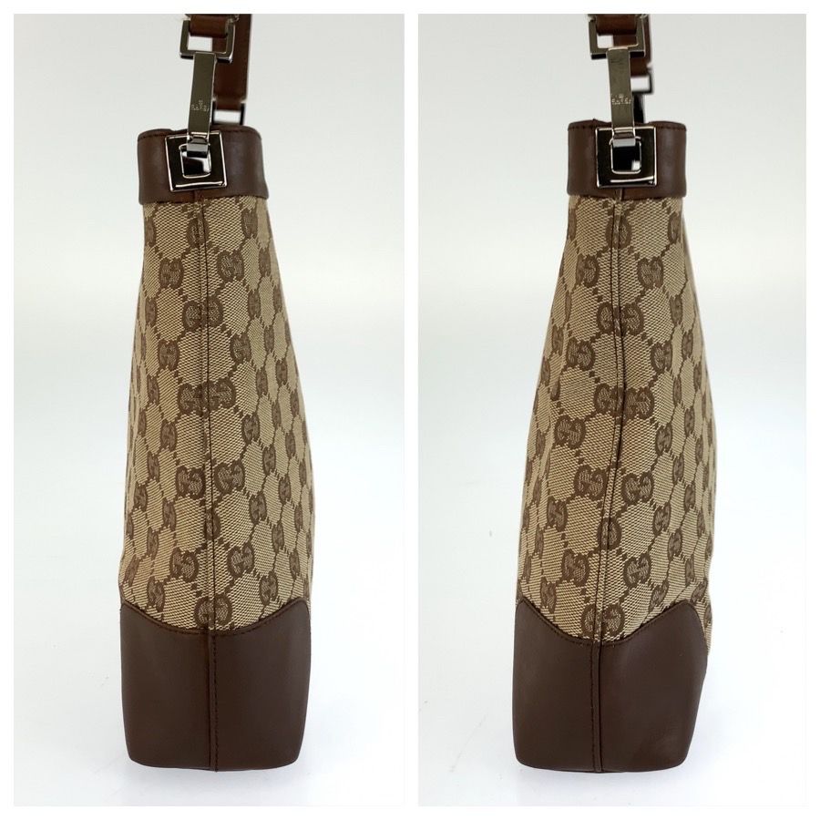 Gucci Brown Beige GG Canvas Leather Shoulder — view 8