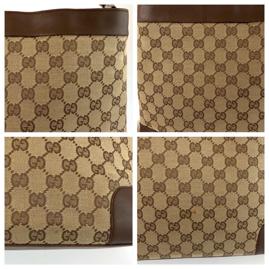 Gucci Brown Beige GG Canvas Leather Shoulder — view 5