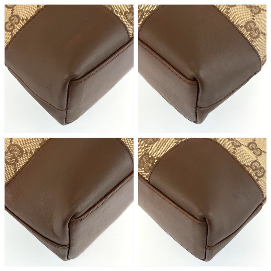Gucci Brown Beige GG Canvas Leather Shoulder — view 4