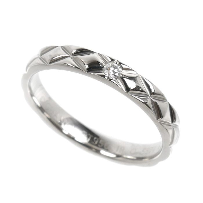 Chanel Platinum Quilted Ring Diamond