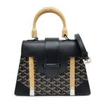 Goyard Saigon PM Black Hand Shoulder 2-Way Bag Canvas Leather