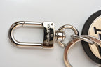 Louis Vuitton Bag Charm Key Holder LV Circle Silver Black Leather Metal — view 5