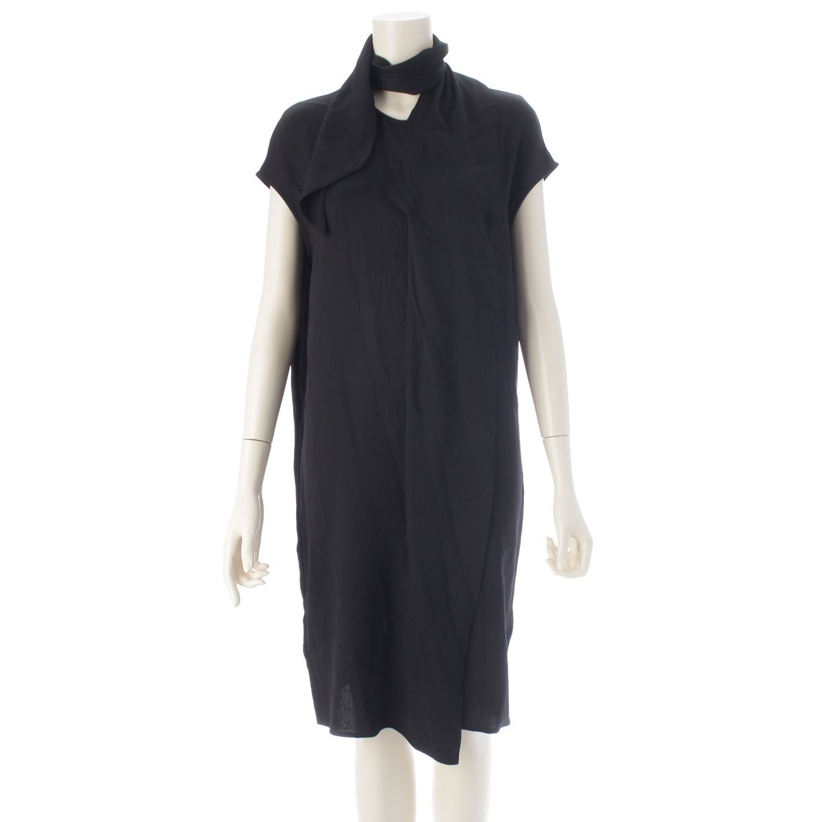 Hermes Rayon Silk Sleeveless Dress Black 34