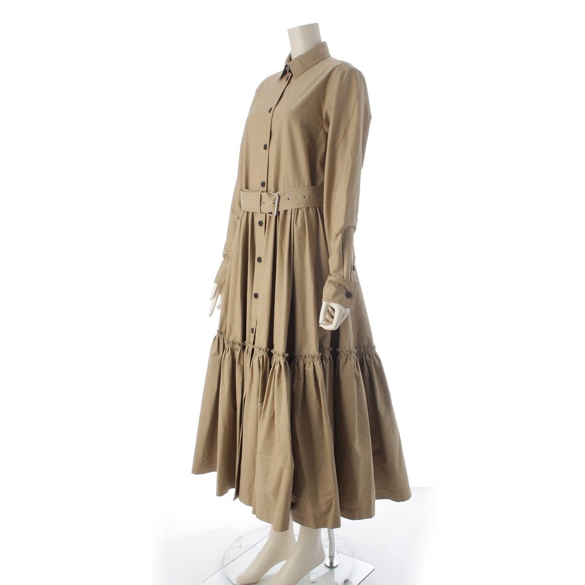 Dior Cotton Pleated Dress Belt Beige 32 — view 2