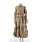 Dior Cotton Pleated Dress Belt Beige 32