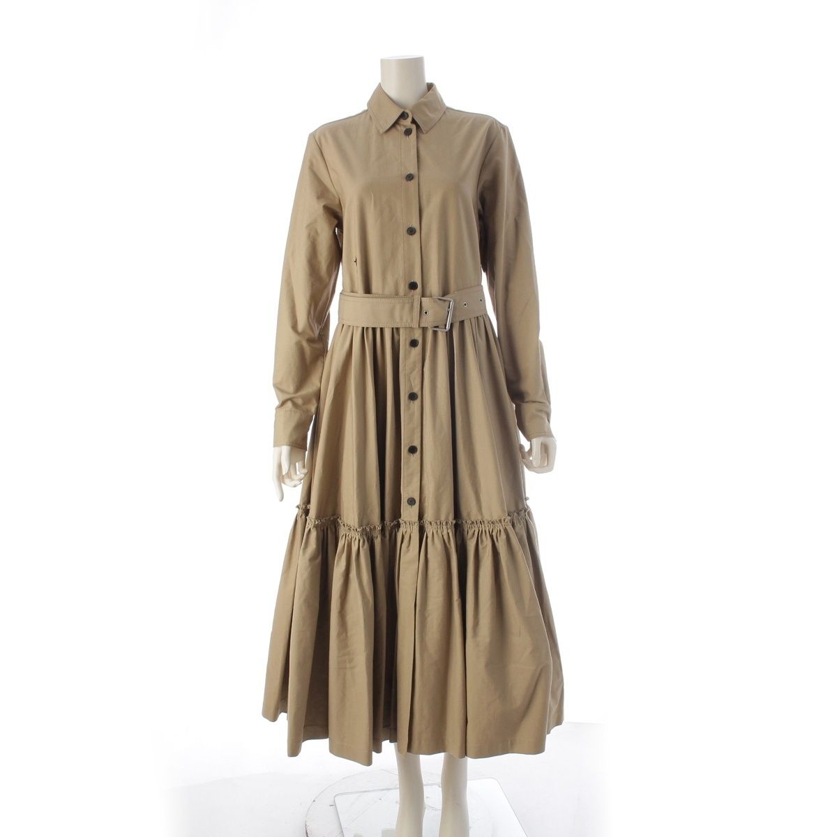 Dior Cotton Pleated Dress Belt Beige 32
