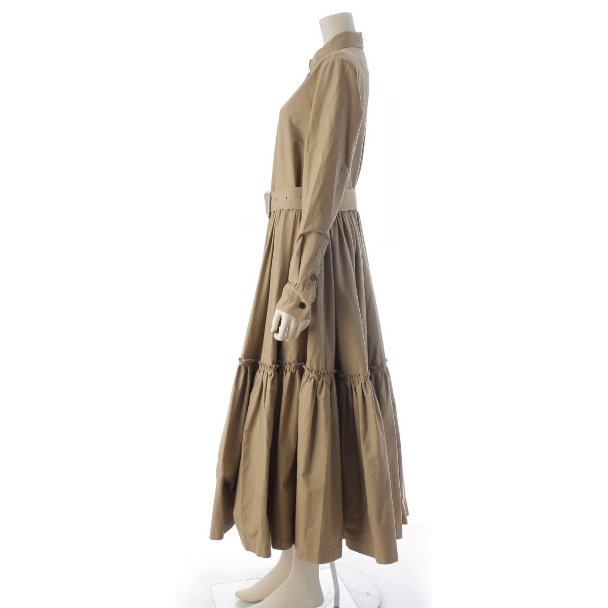 Dior Cotton Pleated Dress Belt Beige 32 — view 3