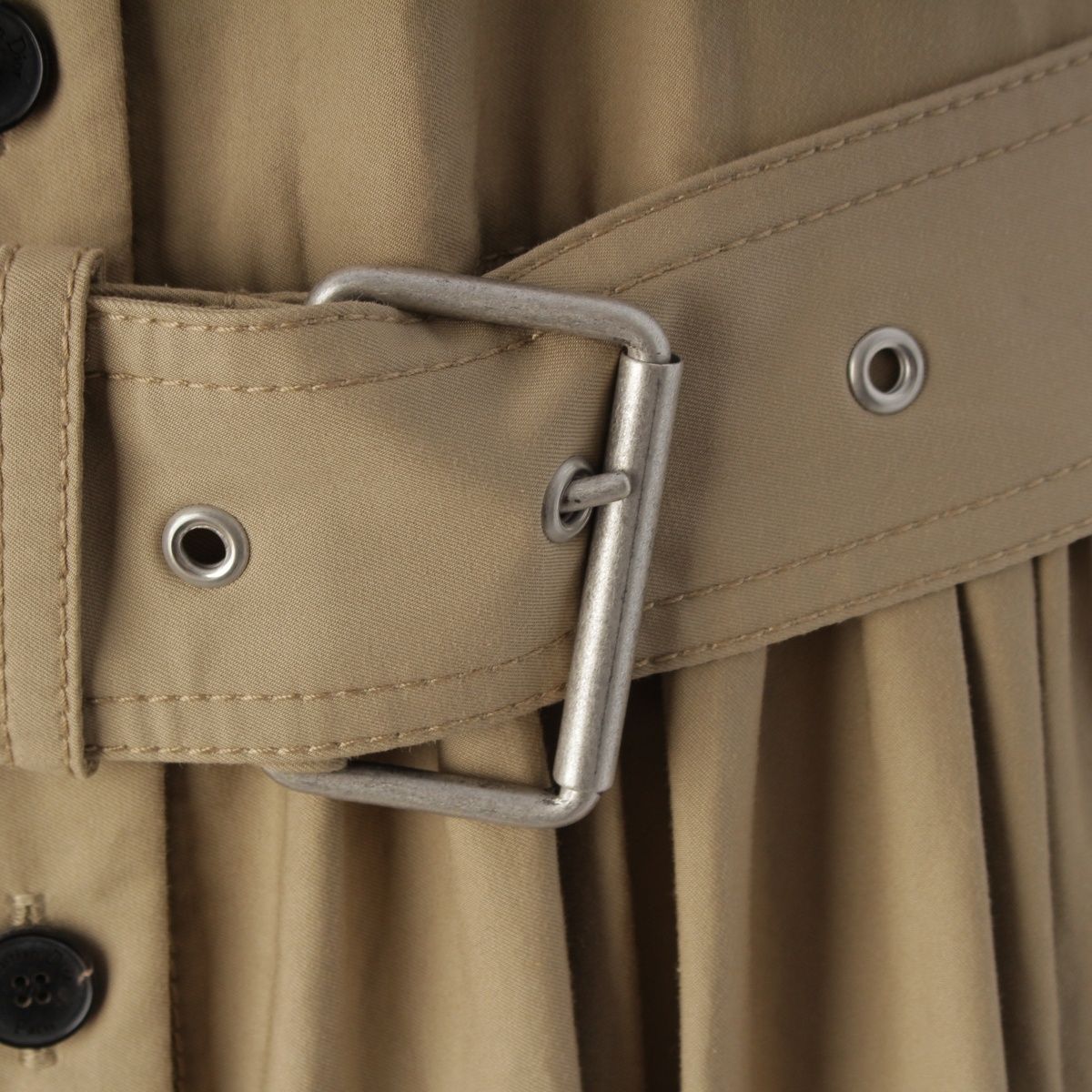 Dior Cotton Pleated Dress Belt Beige 32 — view 8