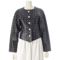Chanel Lamb Leather CC Logo Cropped Collarless Jacket Black 34