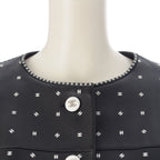 Chanel Lamb Leather CC Logo Cropped Collarless Jacket Black 34 — view 5