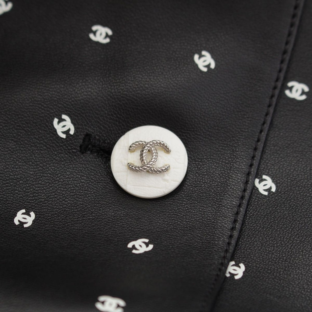 Chanel Lamb Leather CC Logo Cropped Collarless Jacket Black 34 — view 8