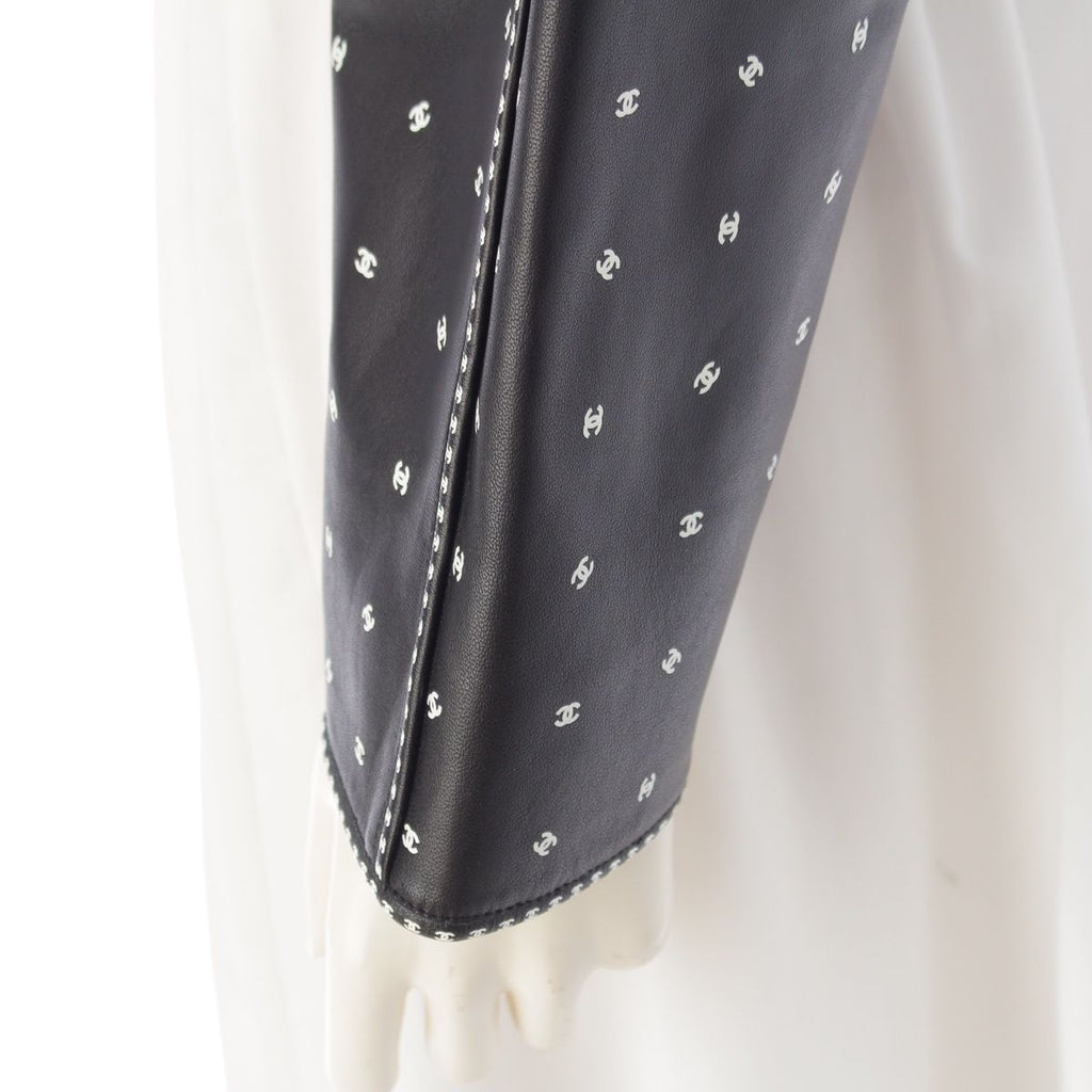 Chanel Lamb Leather CC Logo Cropped Collarless Jacket Black 34 — view 7