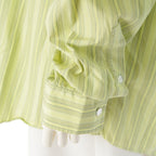 Hermes Striped Long Sleeve Shirt Top Green 43 — view 7