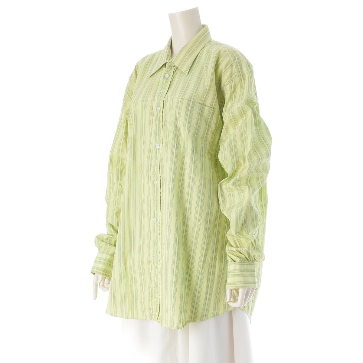 Hermes Striped Long Sleeve Shirt Top Green 43 — view 2