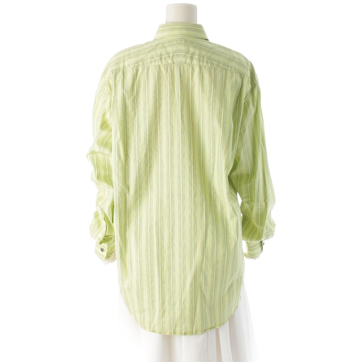 Hermes Striped Long Sleeve Shirt Top Green 43 — view 4
