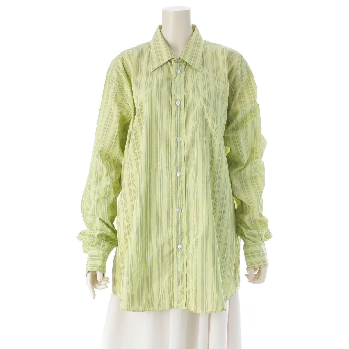 Hermes Striped Long Sleeve Shirt Top Green 43