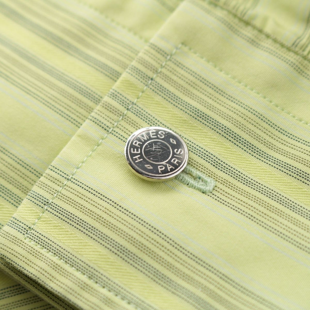 Hermes Striped Long Sleeve Shirt Top Green 43 — view 8