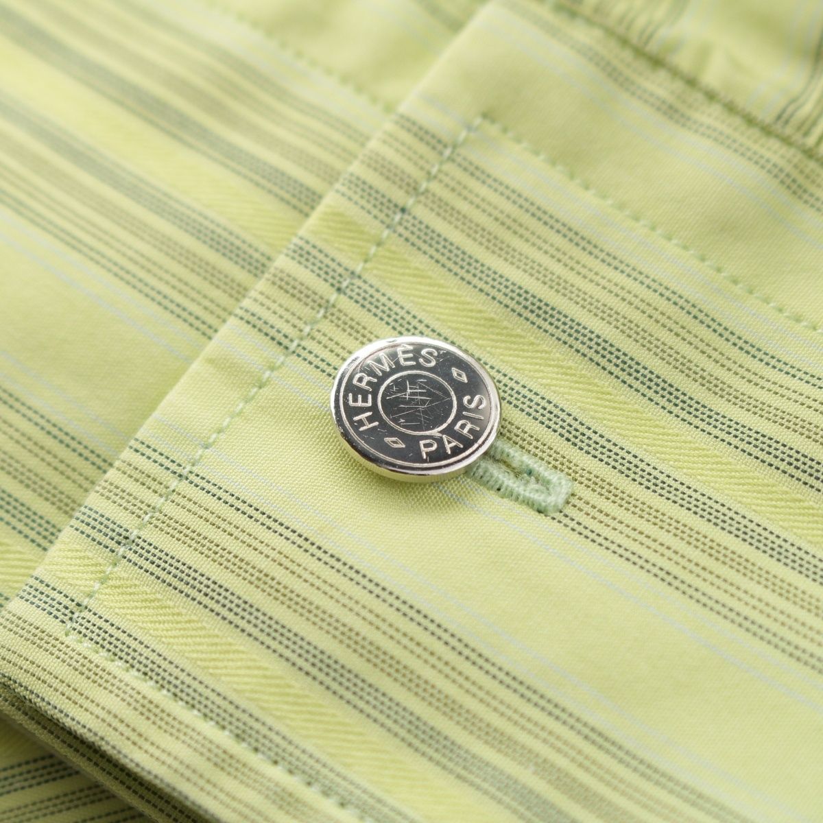 Hermes Striped Long Sleeve Shirt Top Green 43 — view 8