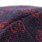 Gucci Alpaca Wool GG Pattern Knit Cap Beanie Hat Navy Red L 59 — view 4