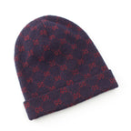 Gucci Alpaca Wool GG Pattern Knit Cap Beanie Hat Navy Red L 59 — view 2