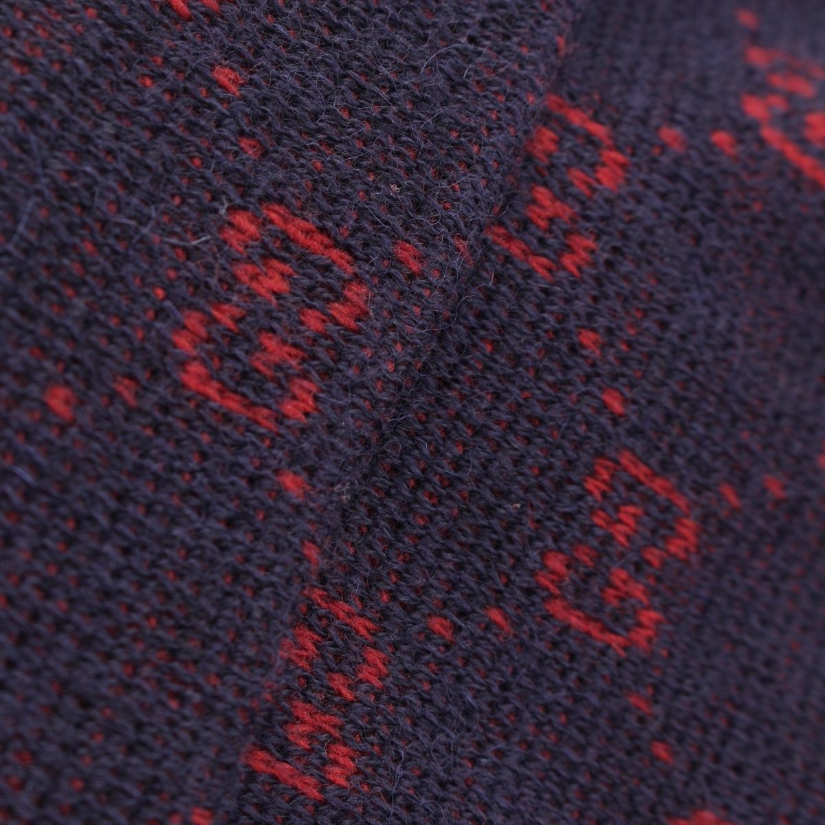 Gucci Alpaca Wool GG Pattern Knit Cap Beanie Hat Navy Red L 59 — view 5