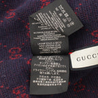 Gucci Alpaca Wool GG Pattern Knit Cap Beanie Hat Navy Red L 59 — view 7