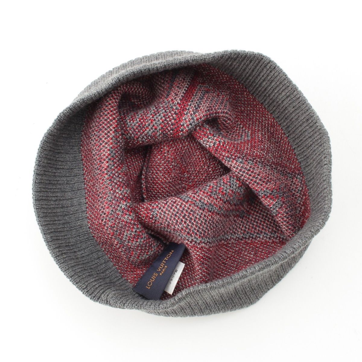 Louis Vuitton Wool Bonnet Traves Knit Cap Beanie Hat Navy Gray — view 5