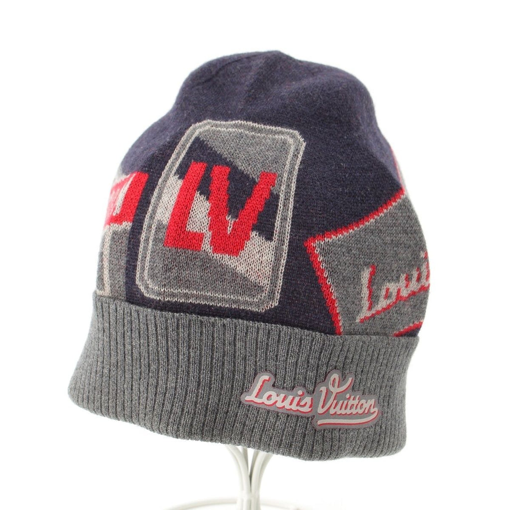 Louis Vuitton Wool Bonnet Traves Knit Cap Beanie Hat Navy Gray