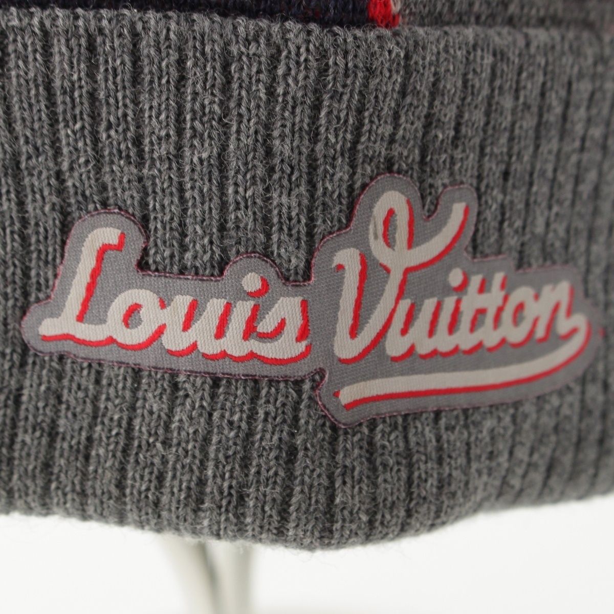 Louis Vuitton Wool Bonnet Traves Knit Cap Beanie Hat Navy Gray — view 8