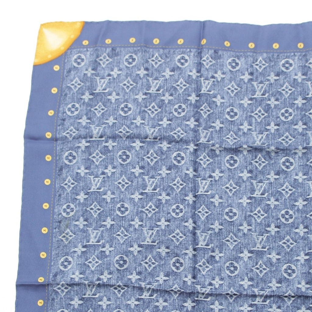 Louis Vuitton Silk Monogram Denim Scarf Blue — view 2