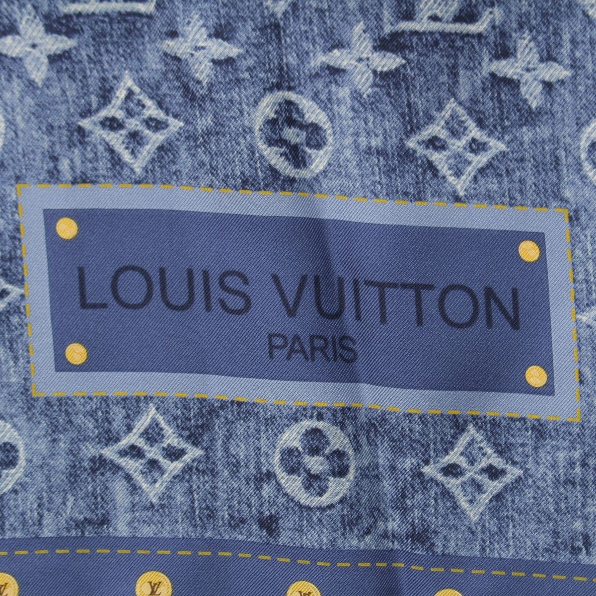 Louis Vuitton Silk Monogram Denim Scarf Blue — view 7