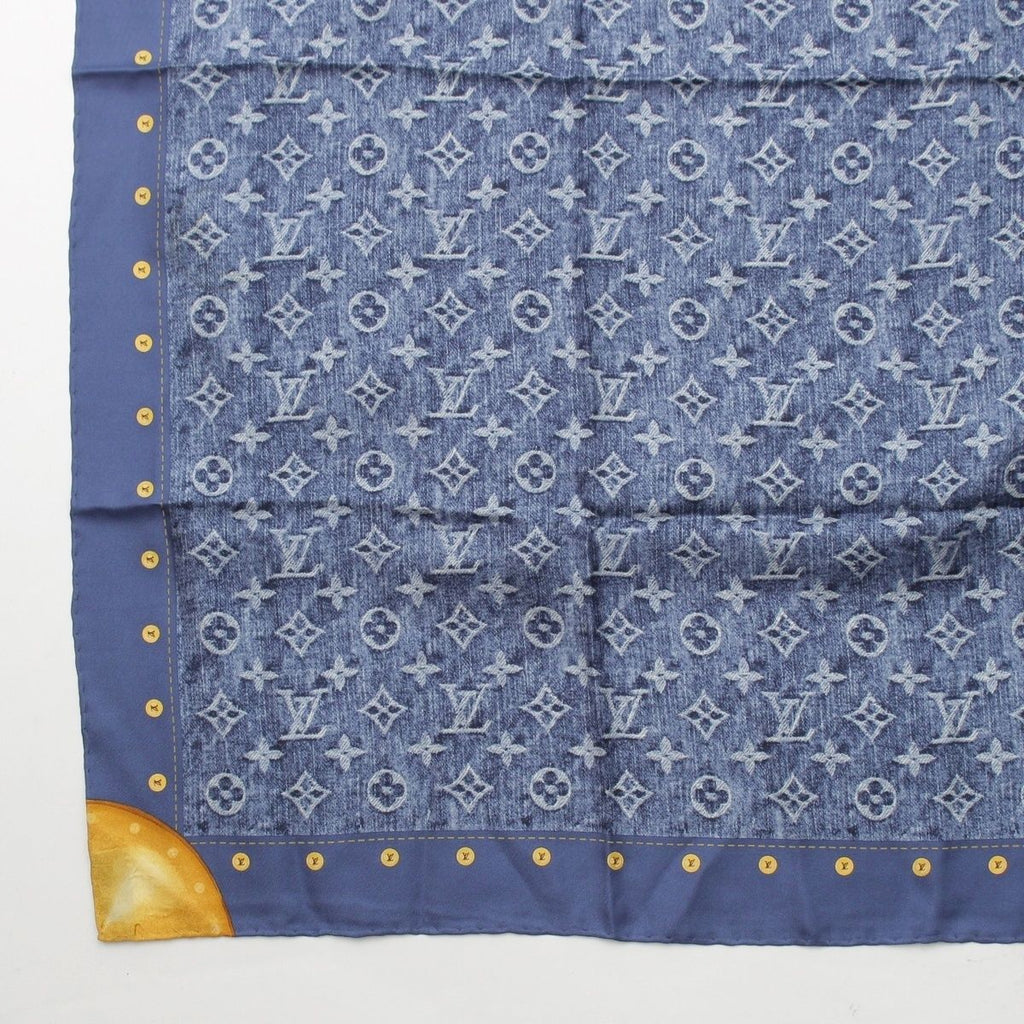 Louis Vuitton Silk Monogram Denim Scarf Blue — view 4