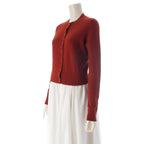 Chanel 18k Cashmere Coco Button Long Sleeve Cardigan Red 34 — view 2