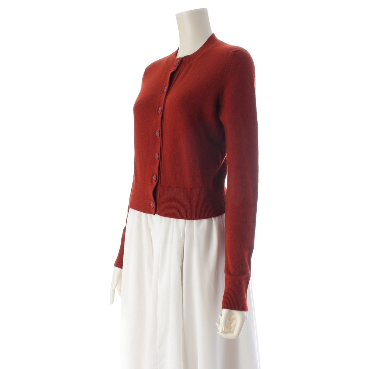 Chanel 18k Cashmere Coco Button Long Sleeve Cardigan Red 34 — view 2