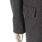 Hermes Wool Cashmere Herringbone Chesterfield Long Coat Gray Black 48 — view 6