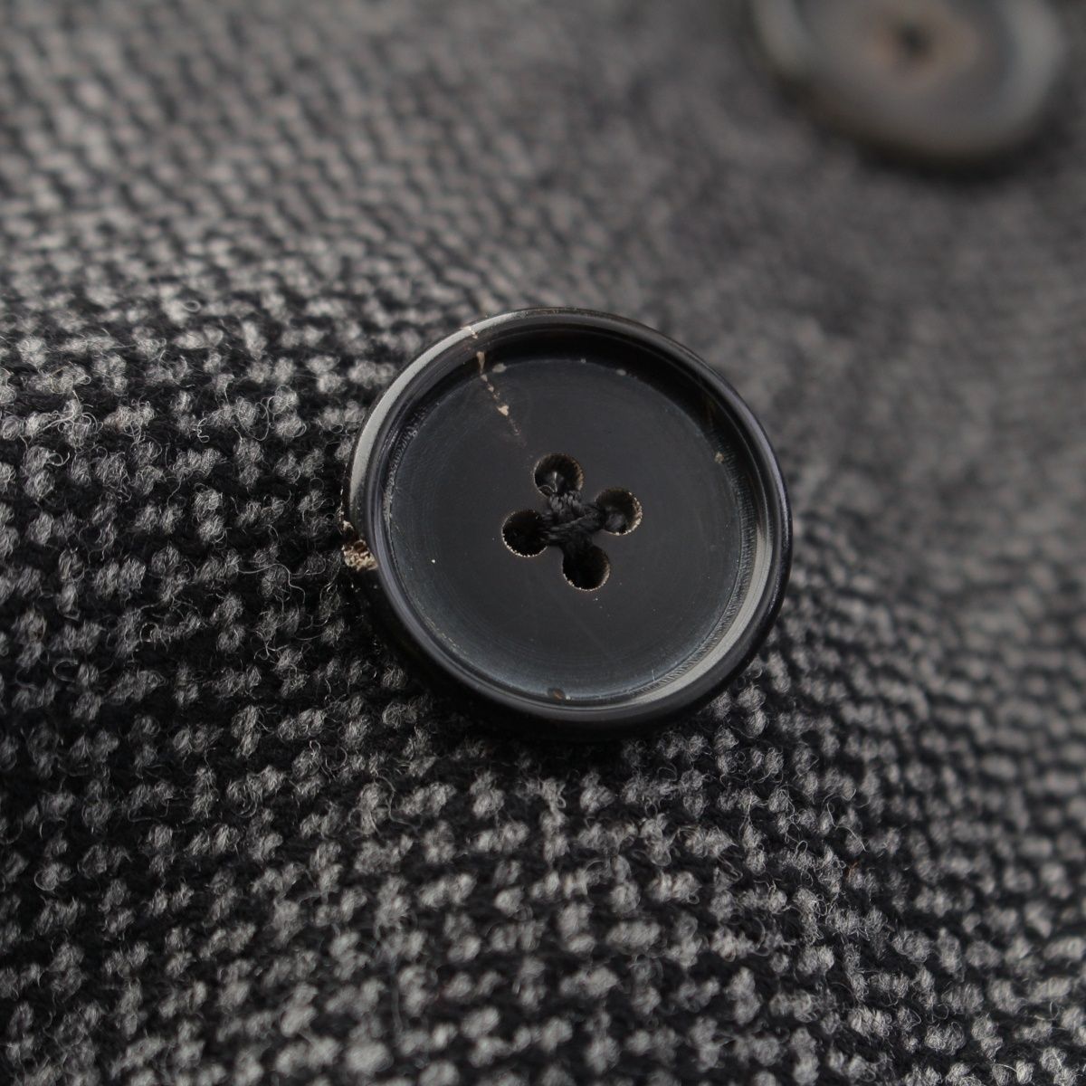 Hermes Wool Cashmere Herringbone Chesterfield Long Coat Gray Black 48 — view 8