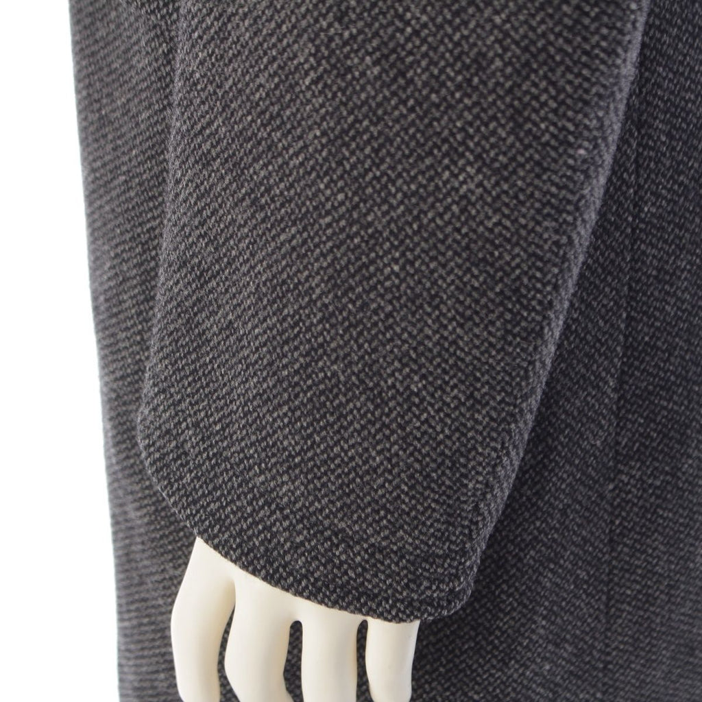 Hermes Wool Cashmere Herringbone Chesterfield Long Coat Gray Black 48 — view 7