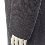 Hermes Wool Cashmere Herringbone Chesterfield Long Coat Gray Black 48 — view 7