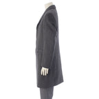 Hermes Wool Cashmere Herringbone Chesterfield Long Coat Gray Black 48 — view 3
