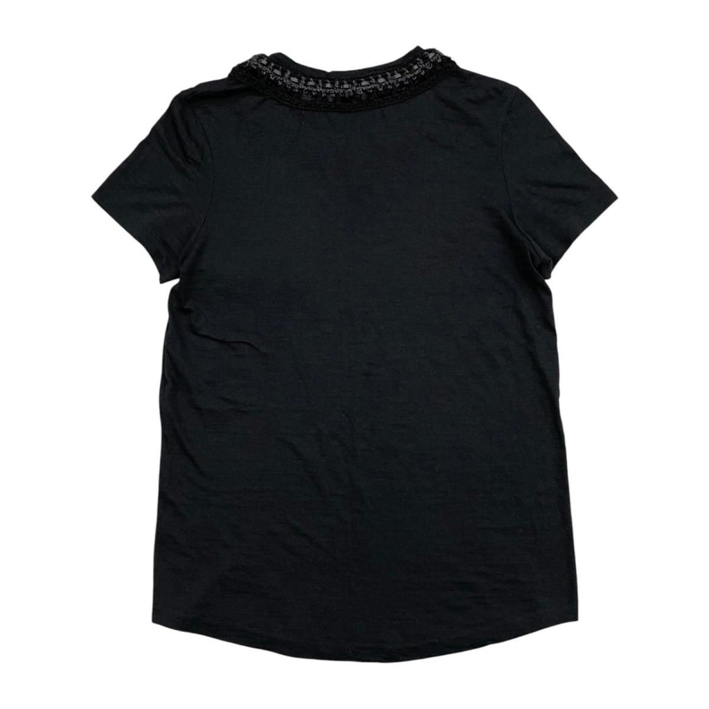 Chanel Short Sleeve Top CC Logo Braided Pocket 38 Wool Black — view 2