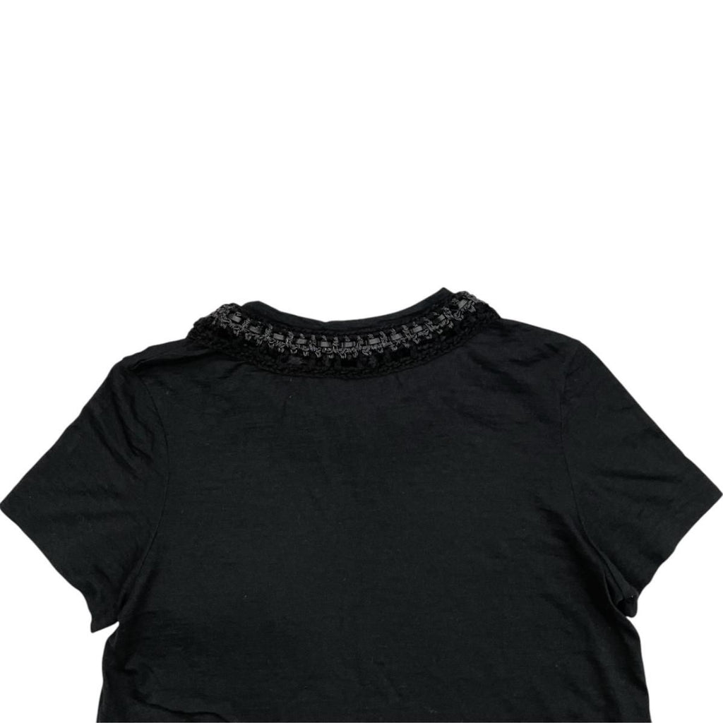 Chanel Short Sleeve Top CC Logo Braided Pocket 38 Wool Black — view 5