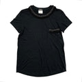 Chanel Short Sleeve Top CC Logo Braided Pocket 38 Wool Black