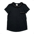 Chanel Short Sleeve Top CC Logo Braided Pocket 38 Wool Black