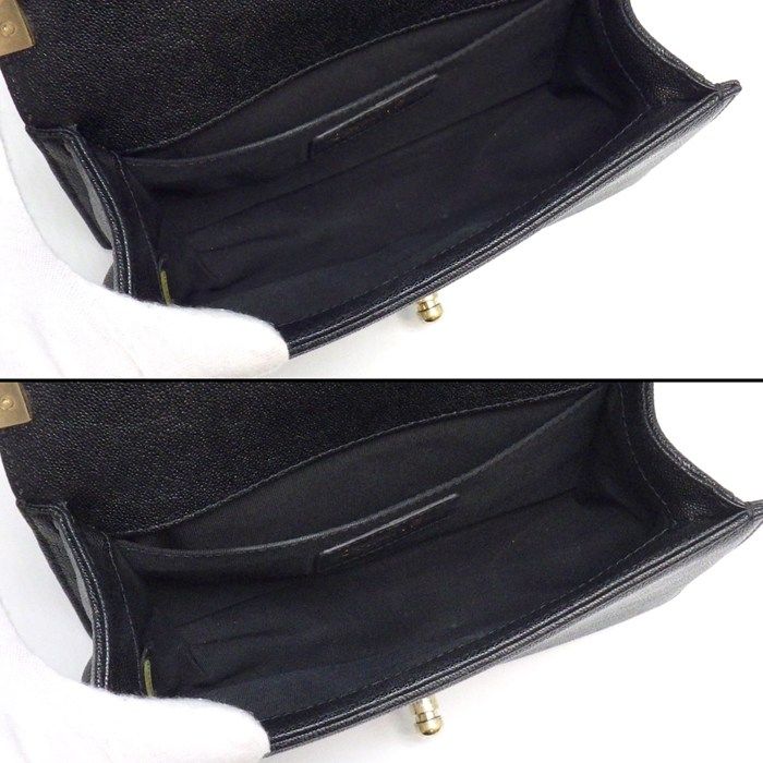 Chanel Shoulder Bag Boy 20 Small Black Caviar Leather Gold — view 5