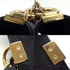 Chanel Shoulder Bag Boy 20 Small Black Caviar Leather Gold — view 7