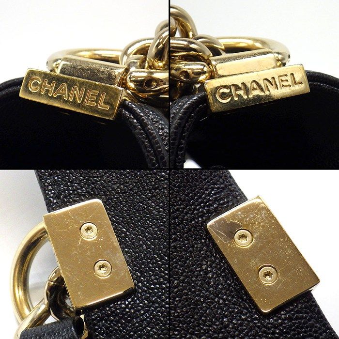 Chanel Shoulder Bag Boy 20 Small Black Caviar Leather Gold — view 7