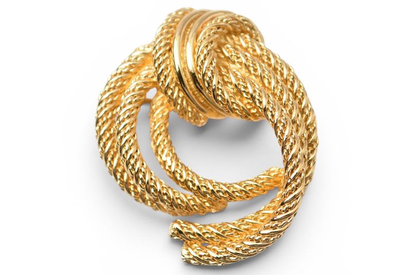 Dior Pin Brooch Vintage Rope Twist Stroke Motivation Gold