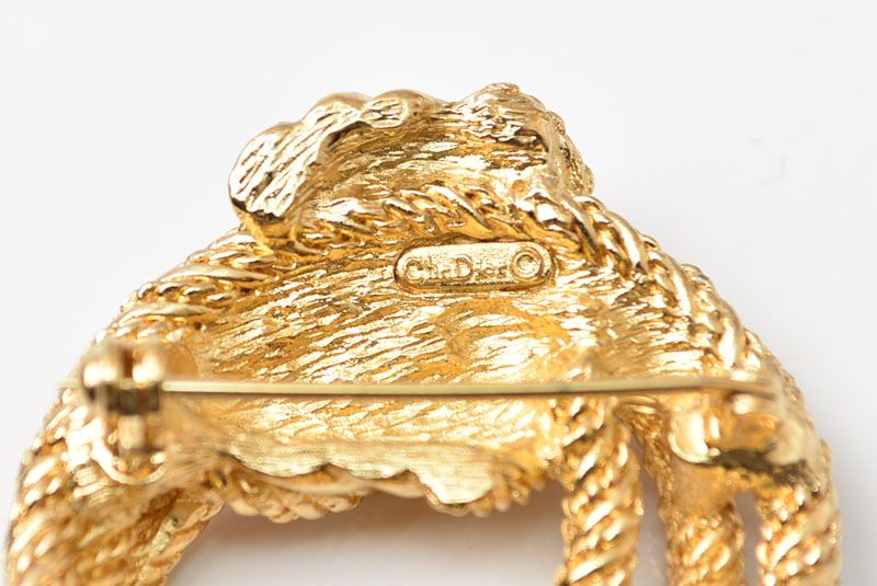 Dior Pin Brooch Vintage Rope Twist Stroke Motivation Gold — view 4