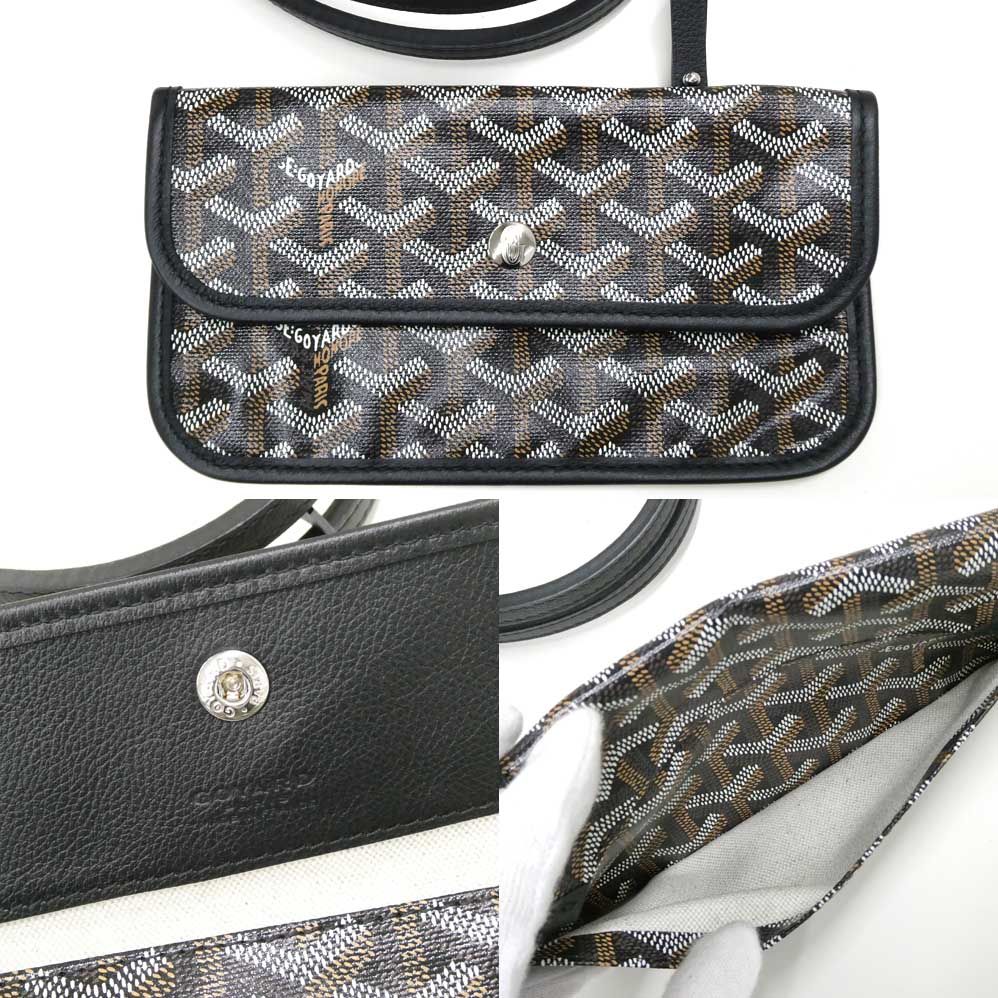 Goyard Saint Louis PM Black Tote Din Canvas Leather with Clip — view 6